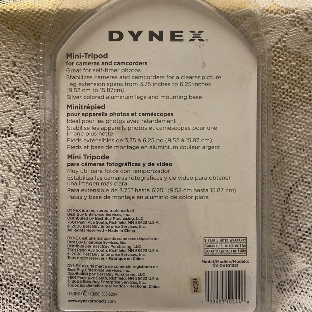 Dynex mini Tripod stabilizes camera and camcorders .