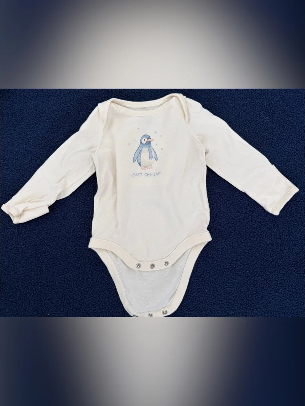 GAP Light Blue Penguin Print Long-Sleeve Bodysuit