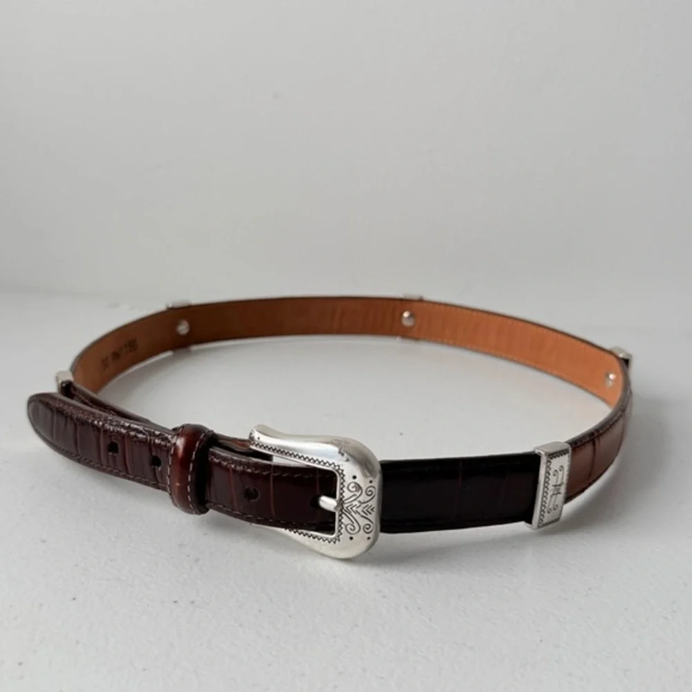 Multicolor Segmented Belt Black Brown Tan‎ Red Alligator Silver Hardware 30