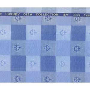 Giza Classe Mens Unstitched Cotton Checks Shirt Fabrics (Sky Blue)