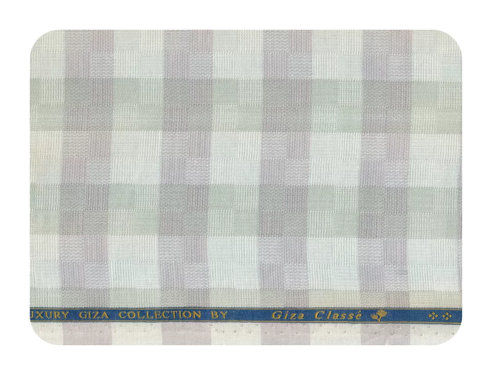 Giza Classe Mens Unstitched Cotton Checks Shirt Fabrics (White)