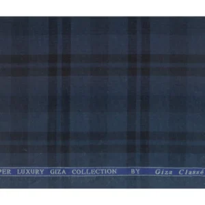 Giza Classe Mens Unstitched Cotton Checks Shirt Fabrics (Blue)