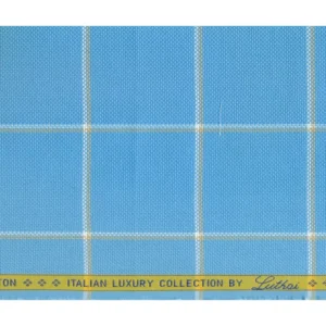 Luthai Mens Unstitched Cotton Checks Shirt Fabrics (Sky Blue)