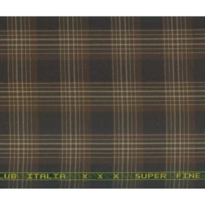 Club Italia Mens Unstitched Cotton Checks Shirt Fabrics (Coffee)