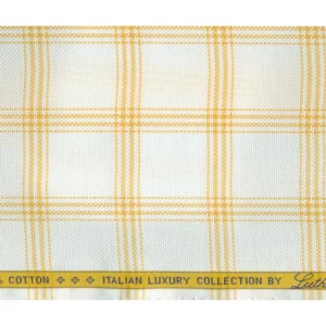 Luthai Mens Unstitched Cotton Checks Shirt Fabrics (White)