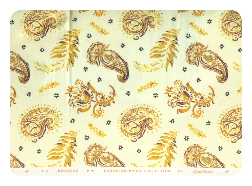 Giza Classe Mens Unstitched Cotton Printed Shirt Fabrics (Yellow)
