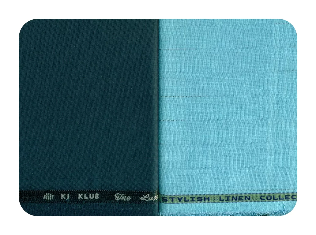 KJ Klub Mens Combo of Shirt & Trouser Fabric Set (Sky Blue/Blue)