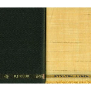 KJ Klub Mens Combo of Shirt & Trouser Fabric Set (Yellow/Coffee)