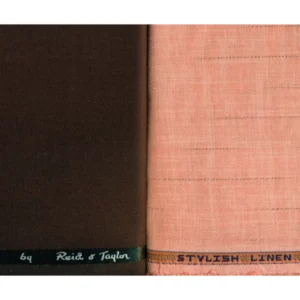 Reid & Taylor Mens Combo of Shirt & Trouser Fabric Set (Pink/Coffee)