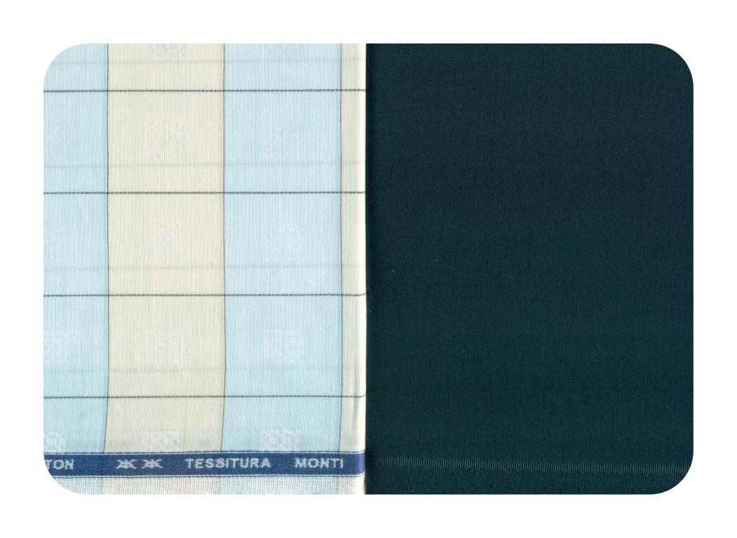 Tessitura Monti Mens Combo of Shirt & Trouser Fabric Set (White/Blue)