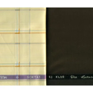Soktas Mens Combo of Shirt & Trouser Fabric Set (Beige/Coffee)