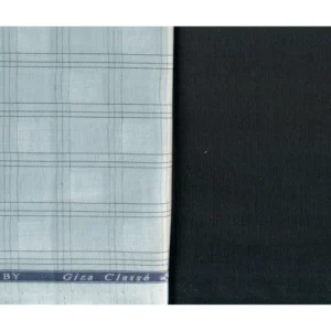 Giza Classe Mens Combo of Shirt & Trouser Fabric Set (White/Black)