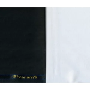 Siyaram Mens Combo of Shirt & Trouser Fabric Set (White/Black)